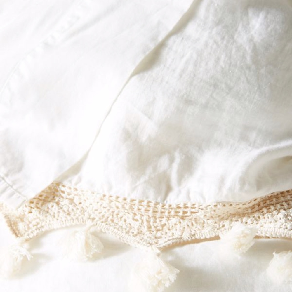 Anthropologie Tasseled Linen Euro Sham - Picture 3 of 5